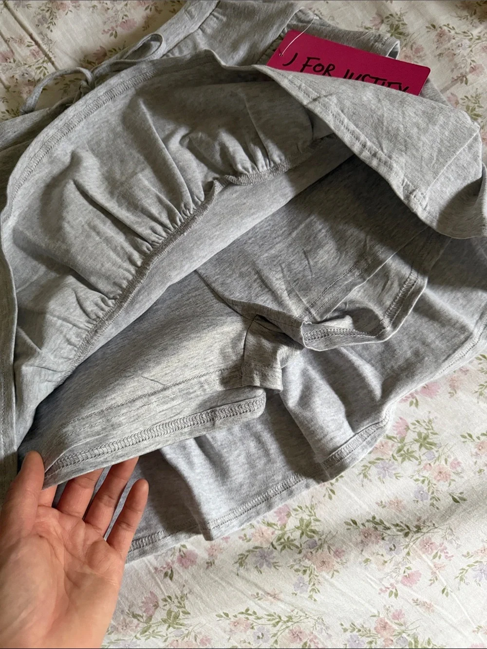 J for Justify Light Gray Tiered Ruffle Skirt with Drawstring